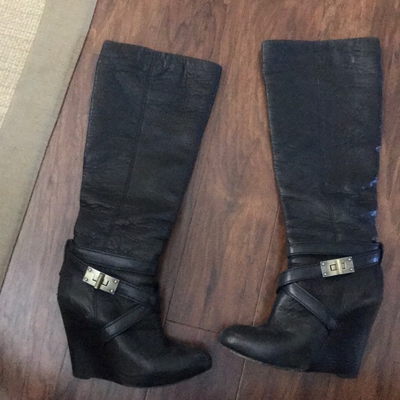 BCBG Tall Wedge Black Boots - Picture 2 of 3